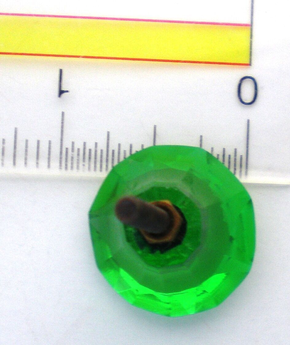 DEPRESSION GLASS GREEN OLDER HAND CUT FIRE POLISHED KNOBS HANDLES PULLS