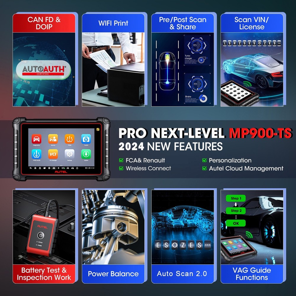 Autel MaxiPRO MP900-TS MP900TS Full TPMS Reset Programming Scanner ECU Coding