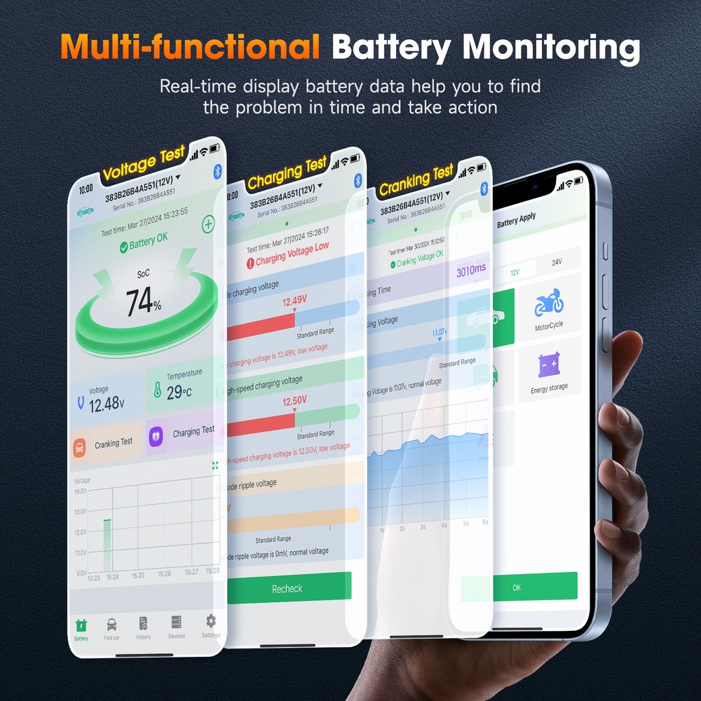 ANCEL BM300 Pro Bluetooth Battery Tester Car Charing System For Android IOS APP