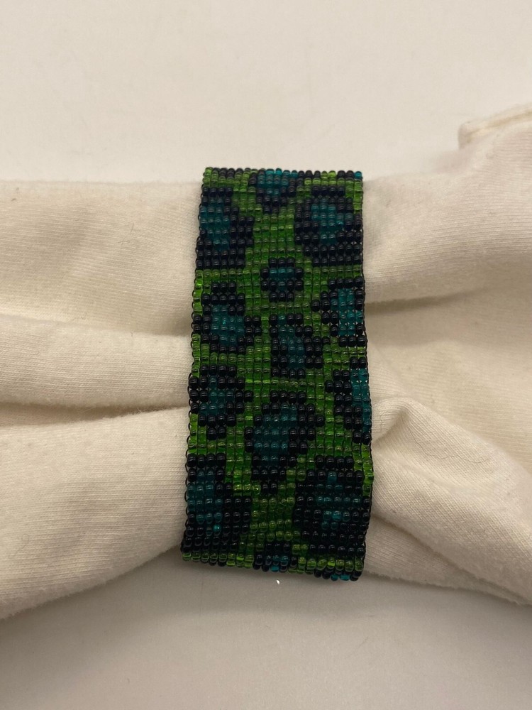 NEW - Handcrafted - Seed Bead - Leopard Print - Cuff Bracelet - BOHO