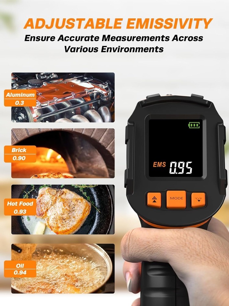 Advanced Digital Temperature Gun with High/Low Limit Settings - Battery Included