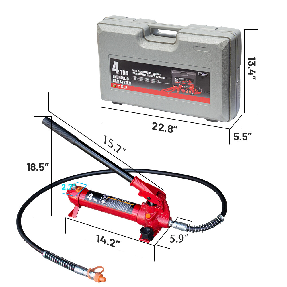 BIG RED Torin Portable Hydraulic Ram Auto Body Frame Repair Kit 4 Ton (8000lbs)