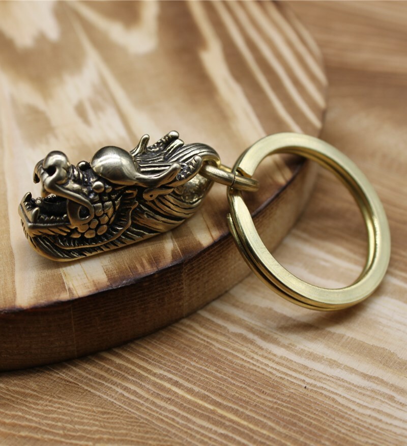 1 Pc Solid Brass Dragon Keychain Keyring Brass Keychain Pendant Keychain Gift~