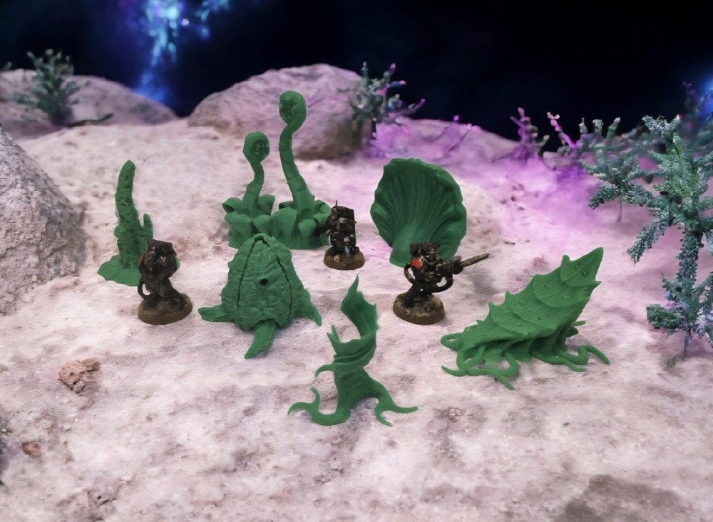 3D Printed Tabletop War Terrain Alien Plants Set D Perfect For 40K / Kill Team