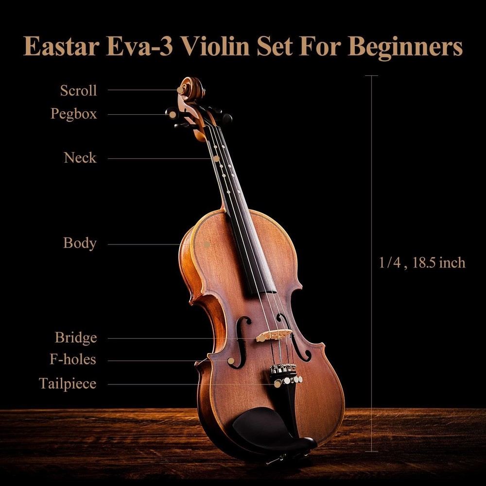 1/4 Violin Set for Beginners with Hard Case & Accessories