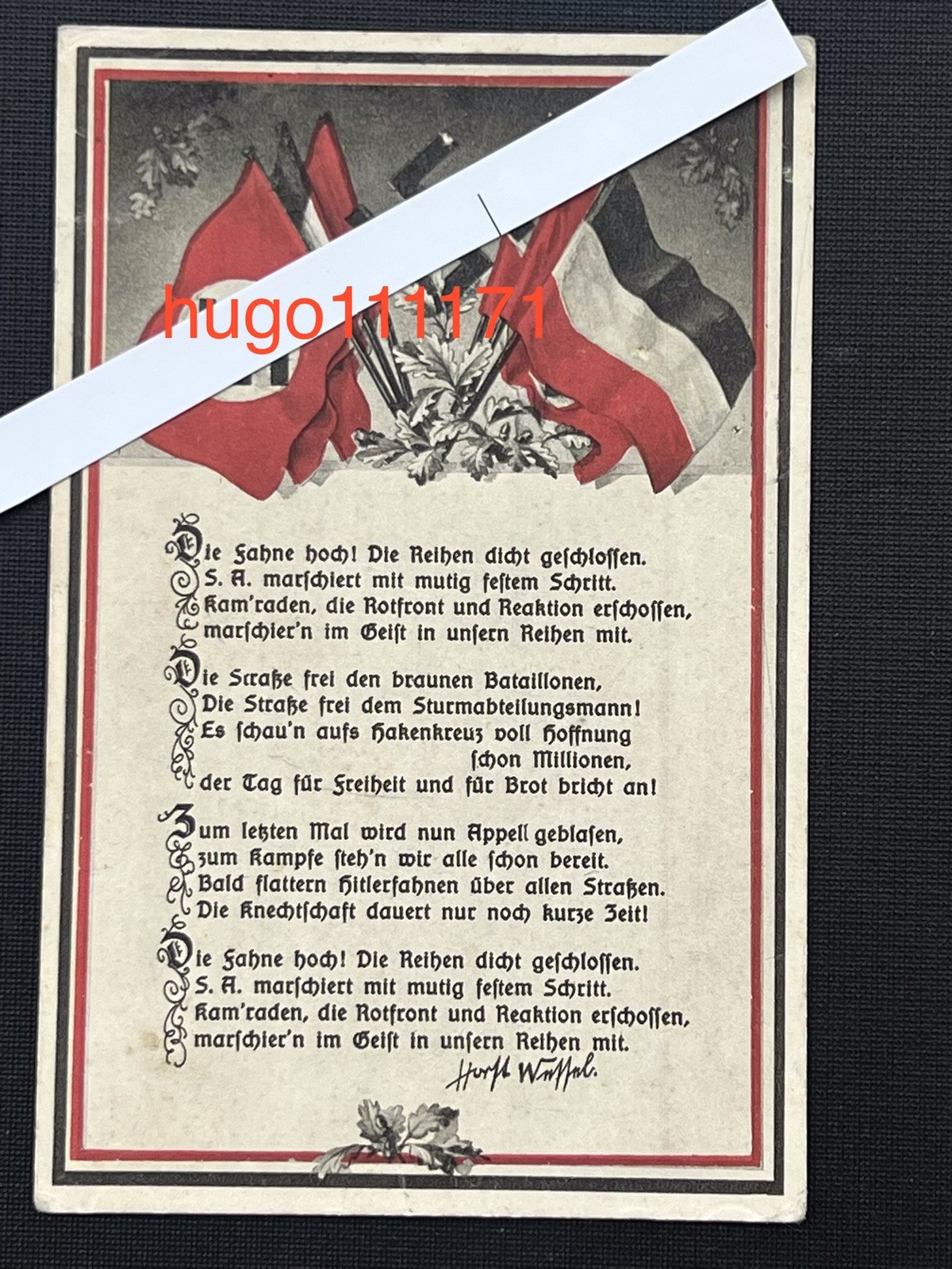 German  Postkarte Postcard Marschlied SA Deutschland Photo album