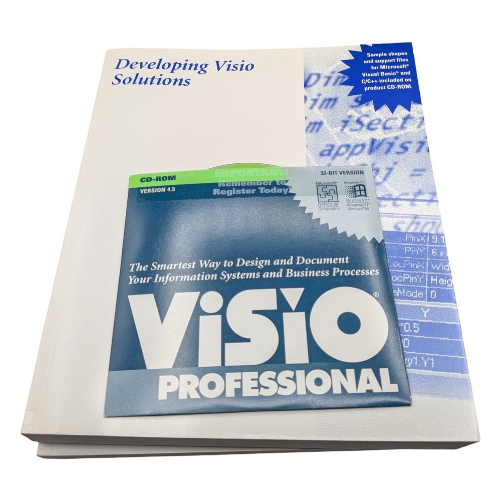 Visio Professional Version 4.5 PC Big Box Software Windows 95 NT CD-ROM 1996