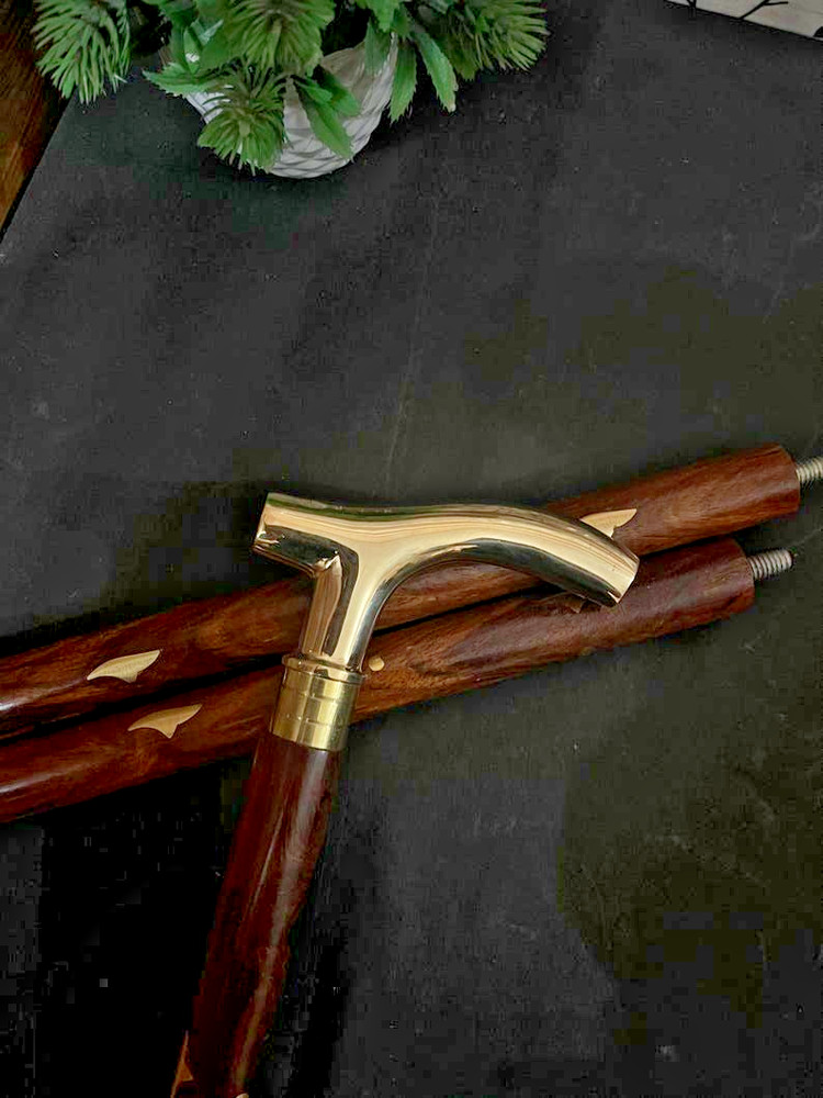 Handmade Walking Stick Antique Cane Brass handle Personalized Foldable Classic