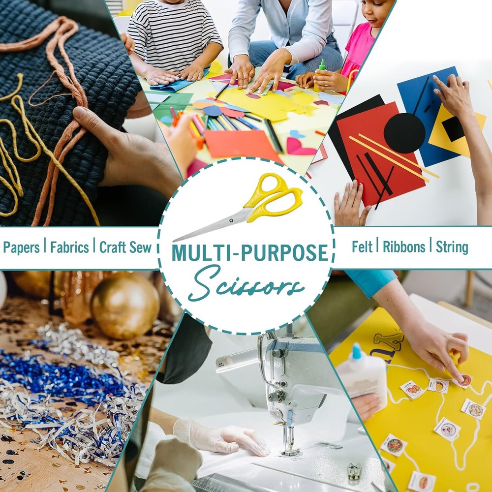 Scissors, 8" Scissors All Purpose, 4 Pack Heavy Duty, 4