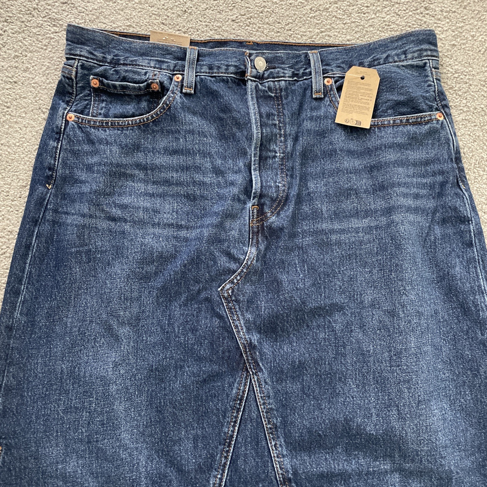 Levi's Women's Iconic Maxi Slit Skirt Dark Blue Tag Sz. 33 Measures 36in Waist