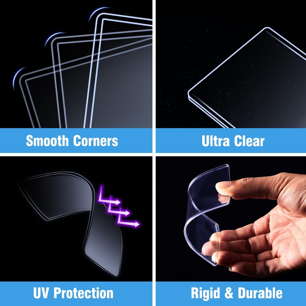 32ct Topload Card Protector, JIQEZNL Upgraded 35pt 32 Toploader, Transparent