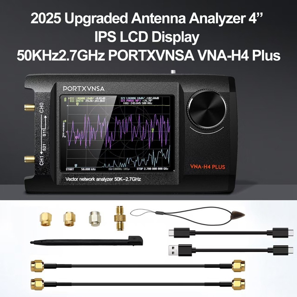 -H4 Plus Portable Vector Antenna Analyzer 4in IPS LCD Display 8886