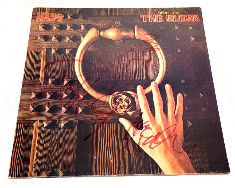 Kiss - signed vinyl record -  Music From The Elder Soundtrack - 3 signatures Ace