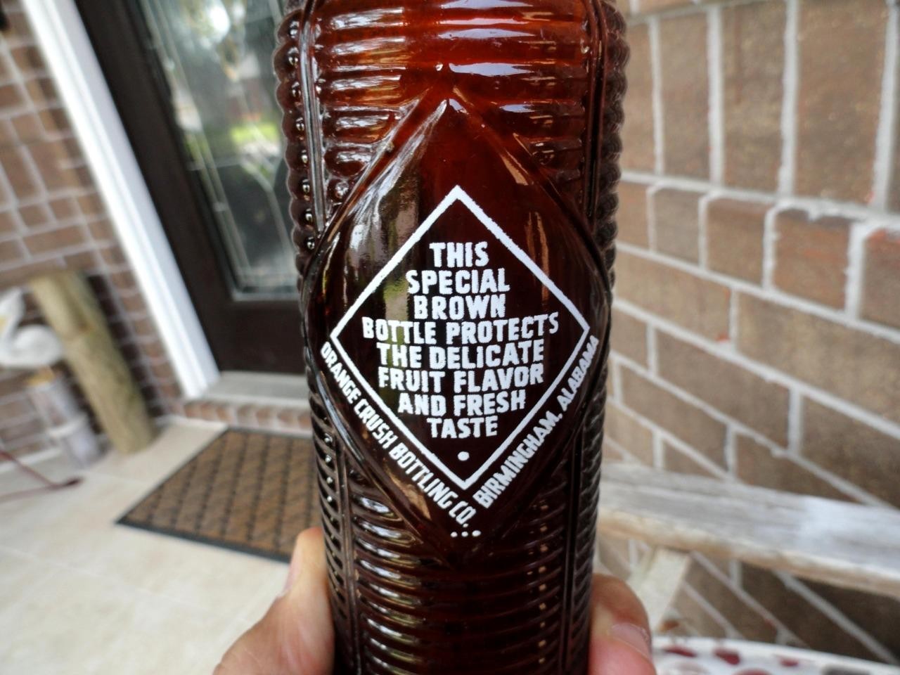 early Orange Crush BEEHIVE Ribbed AMBER Soda Bottle BIRMINGHAM, ALABAMA ALA