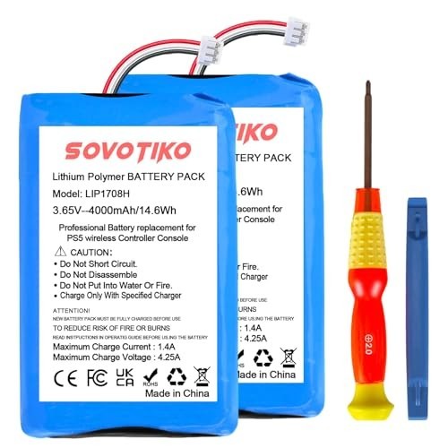 2-Pack Rechargeable 4000mAh PS5 Controller Battery Replacement for DualSense Gam