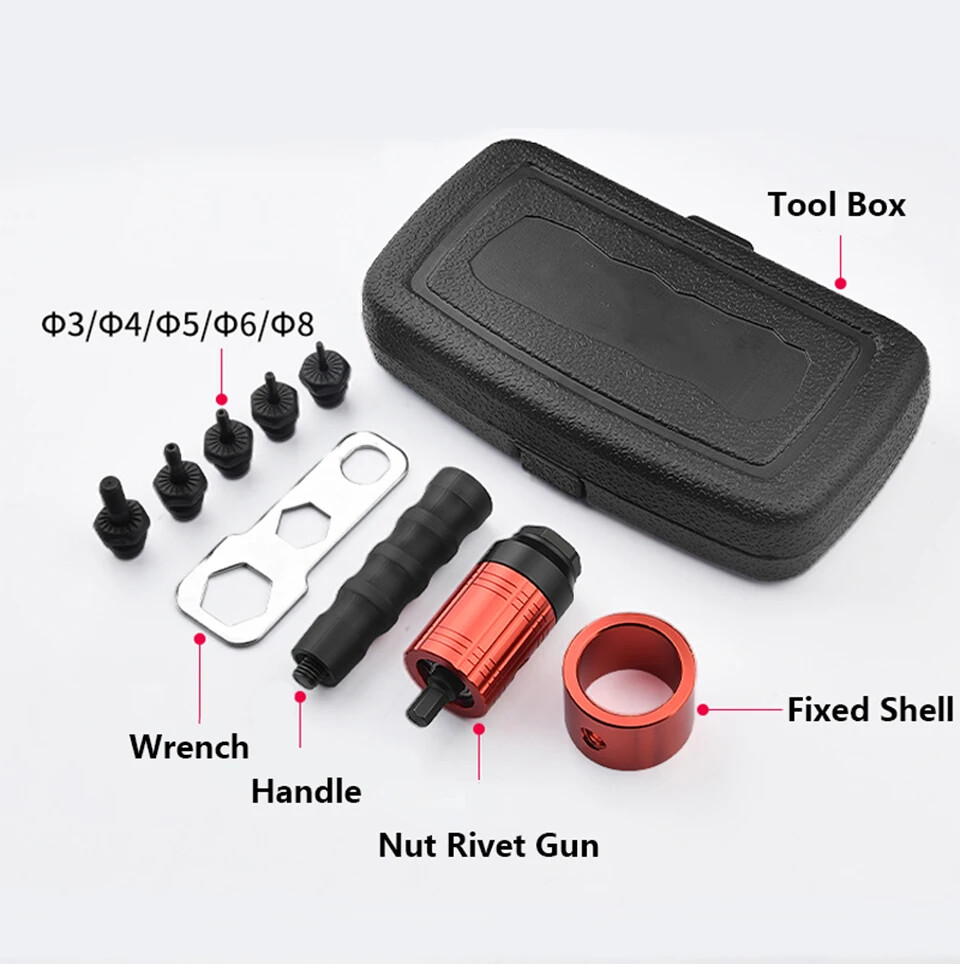 M3~M8 Rivet Nut Gun Riveting Cordless Rivet Drill Electric Adapter Insert Tools