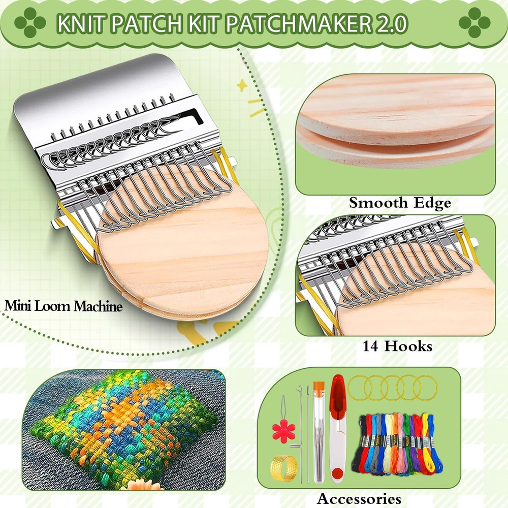 Patchmaker 2.0 Darning Loom Kit Portable Patch Repair Tool w/14 Hooks DIY