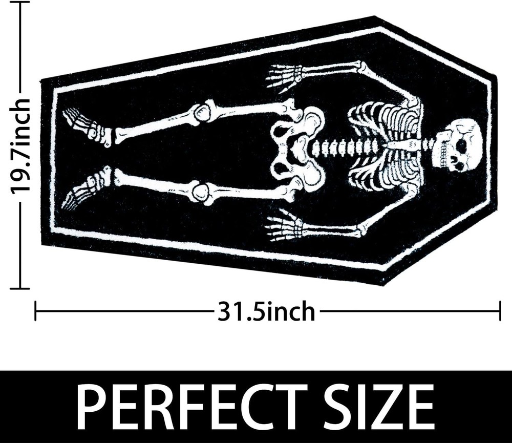 Skull Bath Mat - Goth, Gothic 1'8" x 2'8" (Rectangular), Coffin