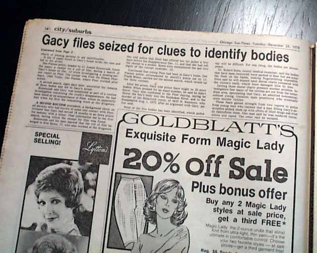 Chicago ARREST & Investigation of John Wayne Gacy Killer Clown 1978 Newspaper