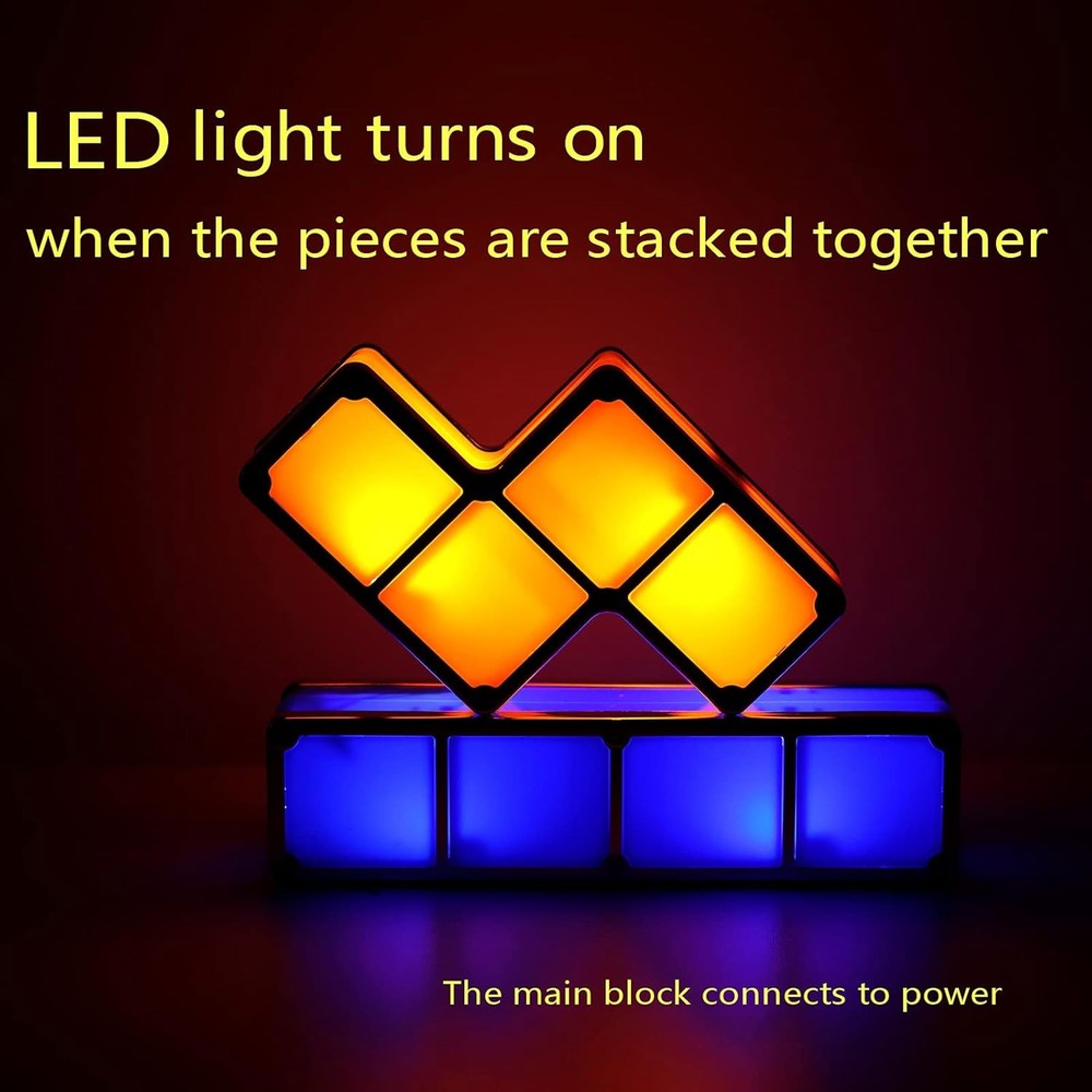 VEEKI Night Light for Kids, Stackable LED 7 Colors 3D Puzzles US Plug