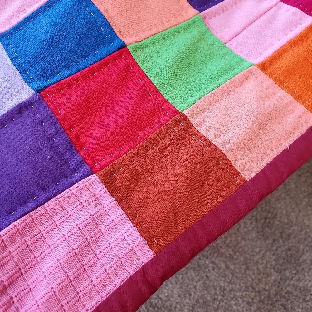 Vintage Handmade Quilt Square Patchwork Pattern 94x86" Queen