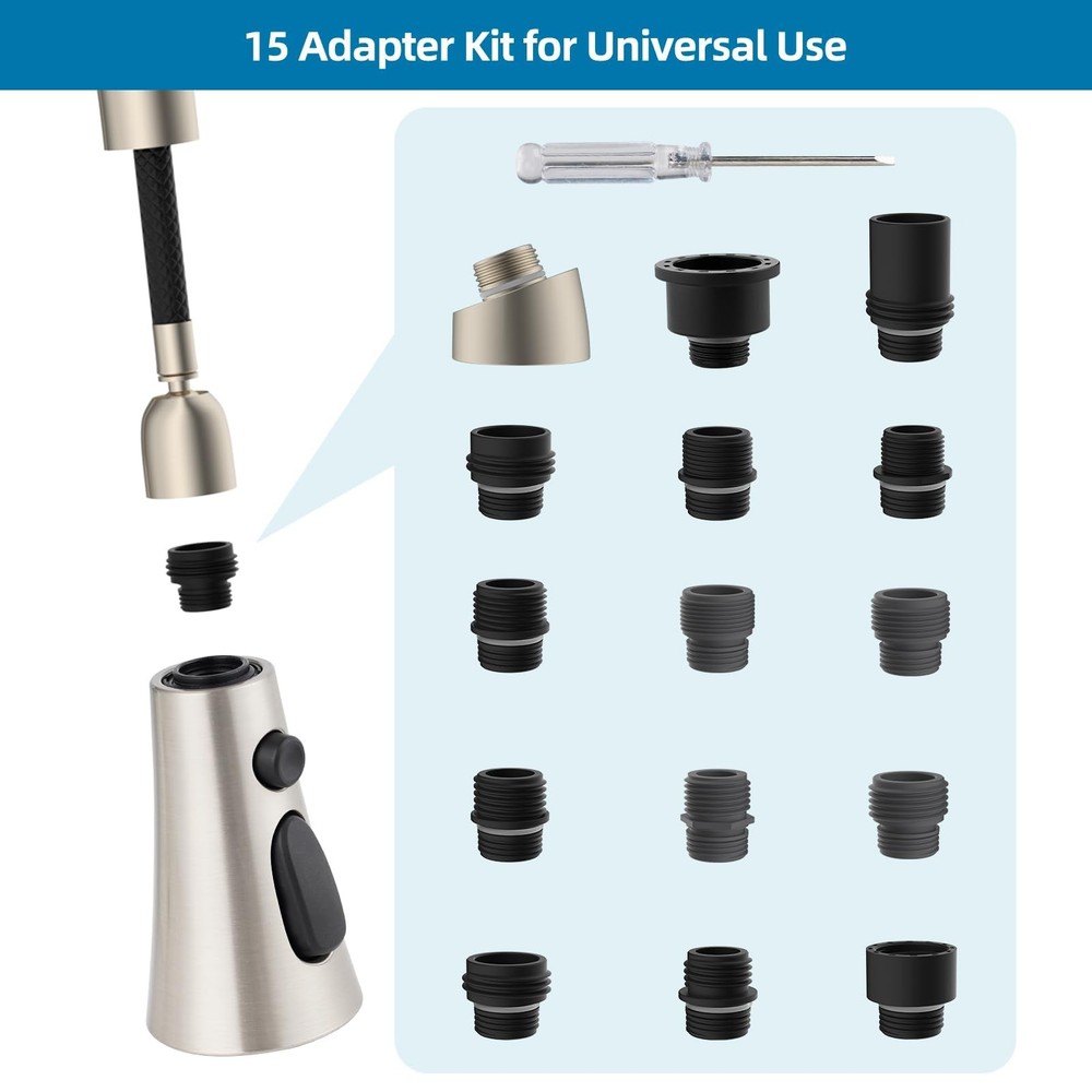 Universal Kitchen Faucet Head Replacement with 15 Adapter Kit Compatible with...