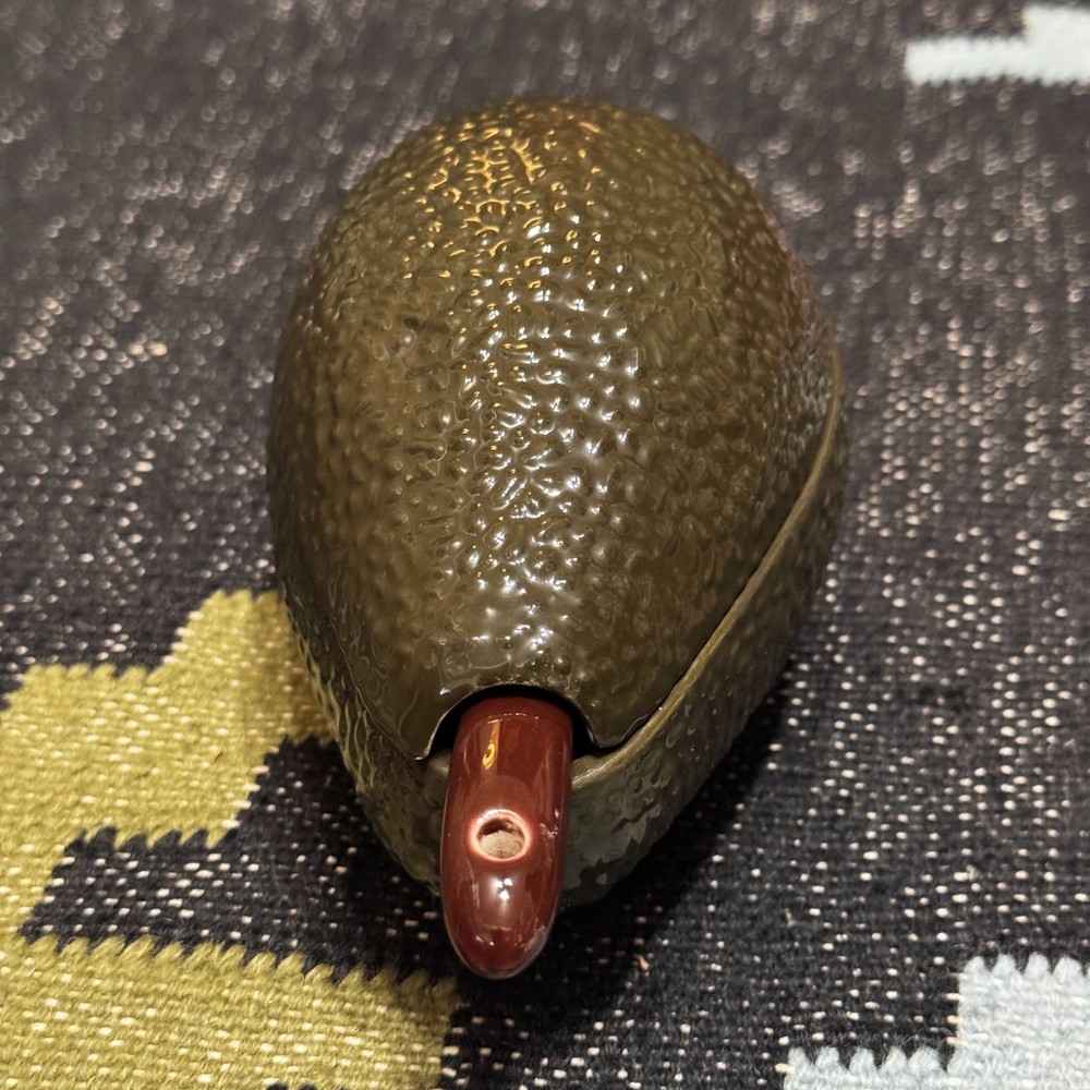 Avocado Shaped Lidded Ceramic Dish with Serving Spoon