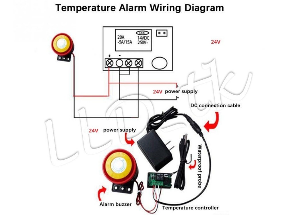 24V Thermostat Controller Switch Temperature Sensor Digital LED Microcomputer