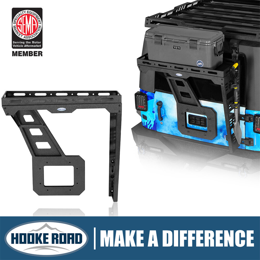 Hooke Road Tailgate Basket Rear Cargo Rack w/ Hinge for 07-18 Jeep Wrangler JK