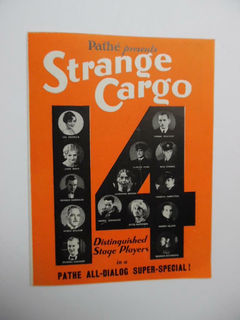 1929 STRANGE CARGO Movie Herald First Pathe Sound Film Vintage Original VG