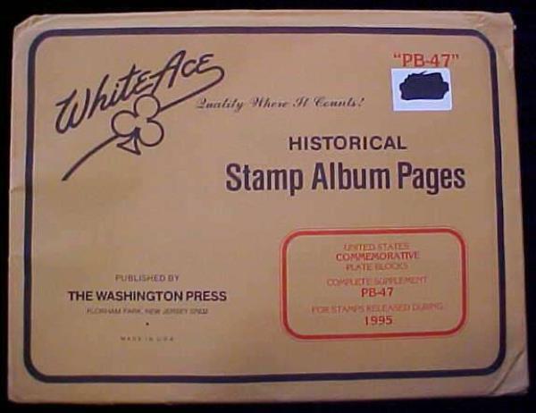 1995 White Ace Commemorative Plate Block Stamp Album Supplement PB47 * NEW *