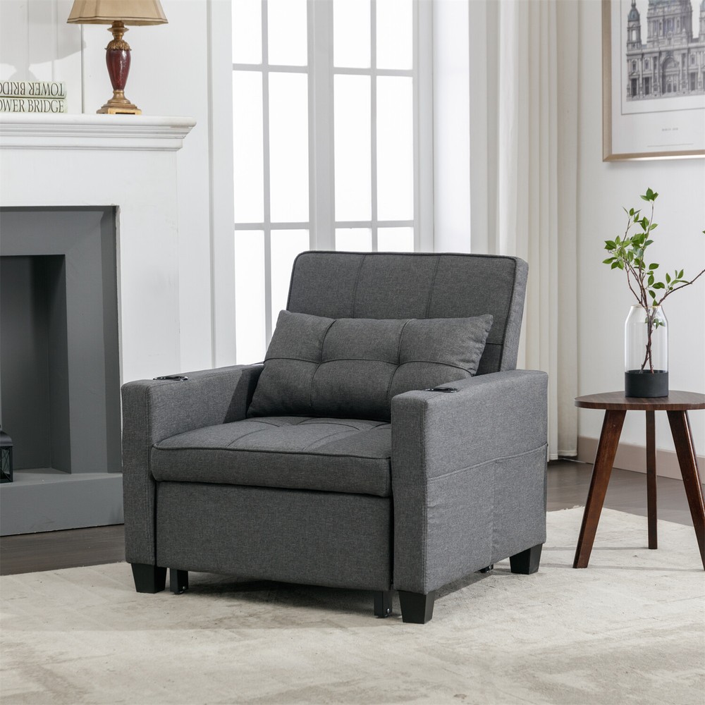 Convertible Sleeper Sofa Bed 3-in-1 Multi-Function Folding Sofa Bed w/ USB Ports