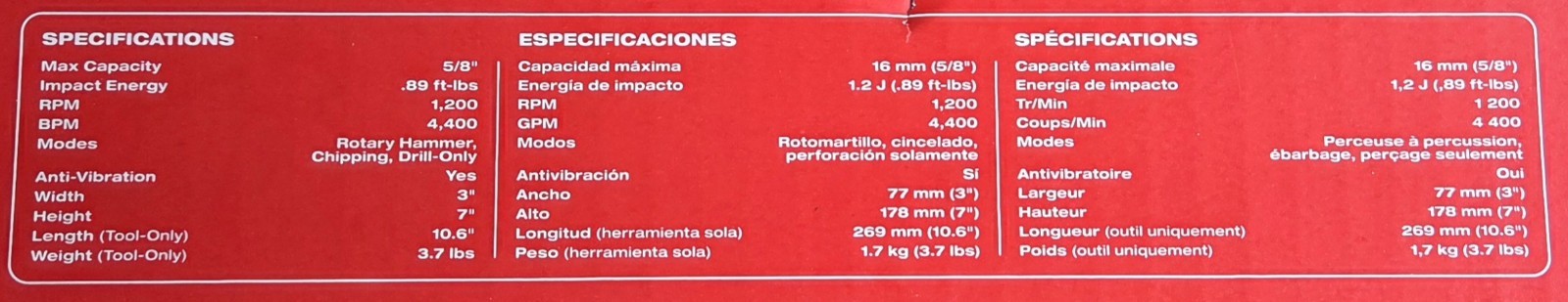 Milwaukee M12 Fuel 5/8" SDS-Plus Rotary Hammer Drill 2508-20 Tool Only - NEW