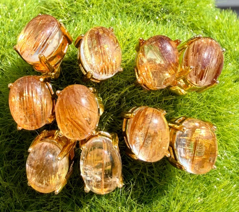 Wholesale 5 Pairs Natural Rutilated Quartz Stud Earring S Silver Posts