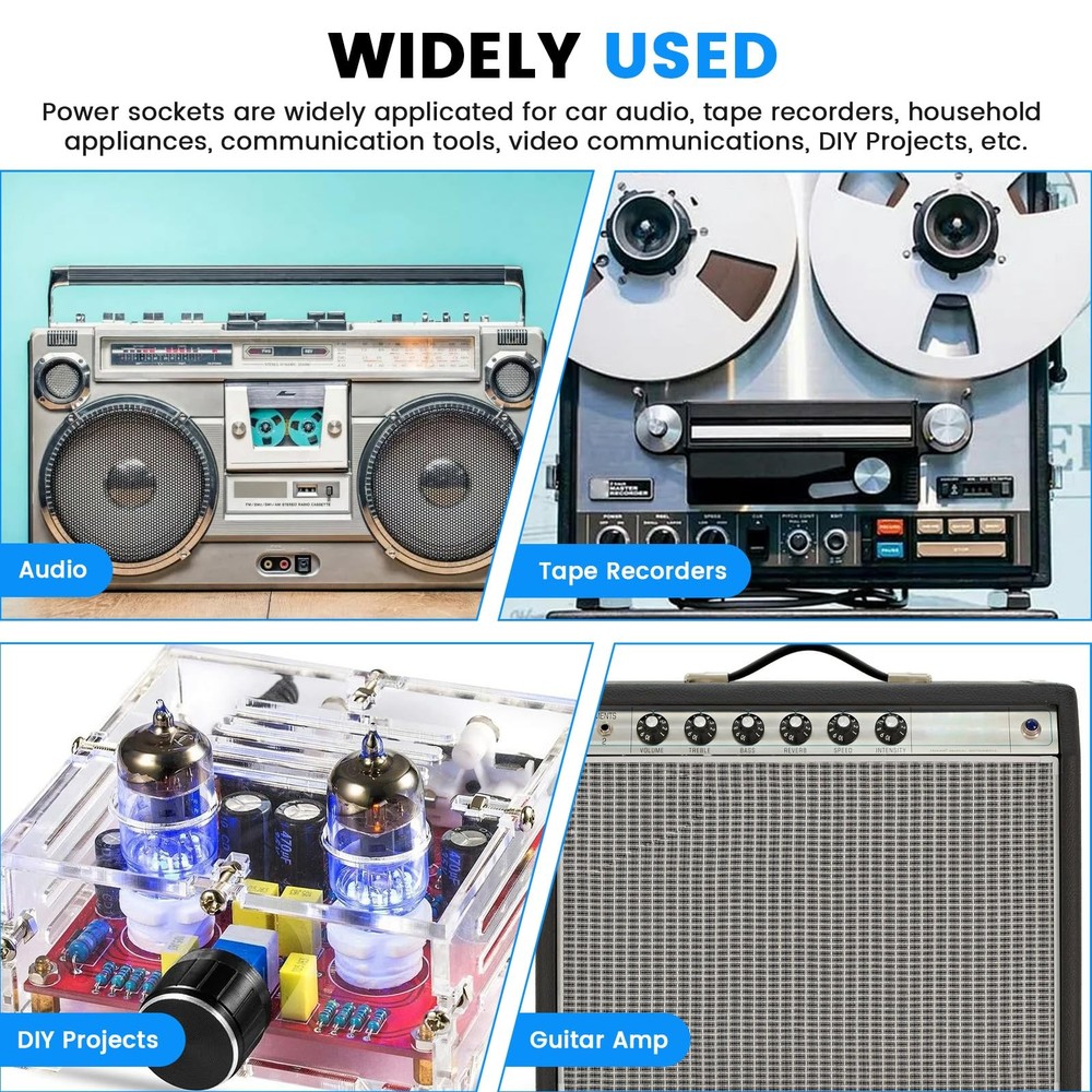 SDTC Tech 3 Sets 5.5 x 2.5 MM 10A DC Power Jack Socket Threaded × 2.5mm