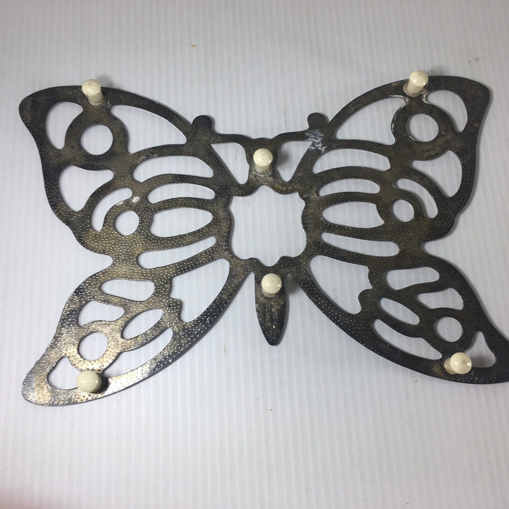 Leonard Silverplate Butterfly Trivet Italy Vintage Mid Century MCM