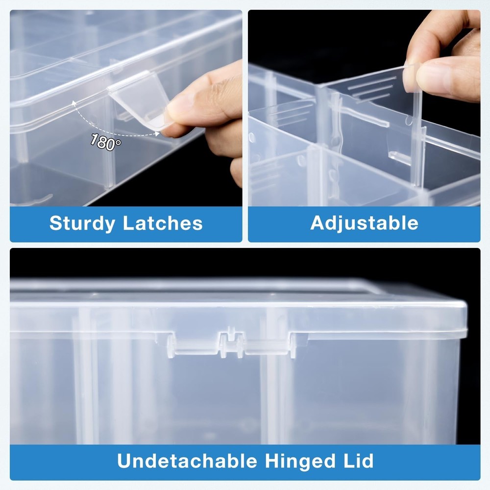 Benbilry 2 Pack 15 Grids Clear Storage Containers Plastic Organizer Box Craft...