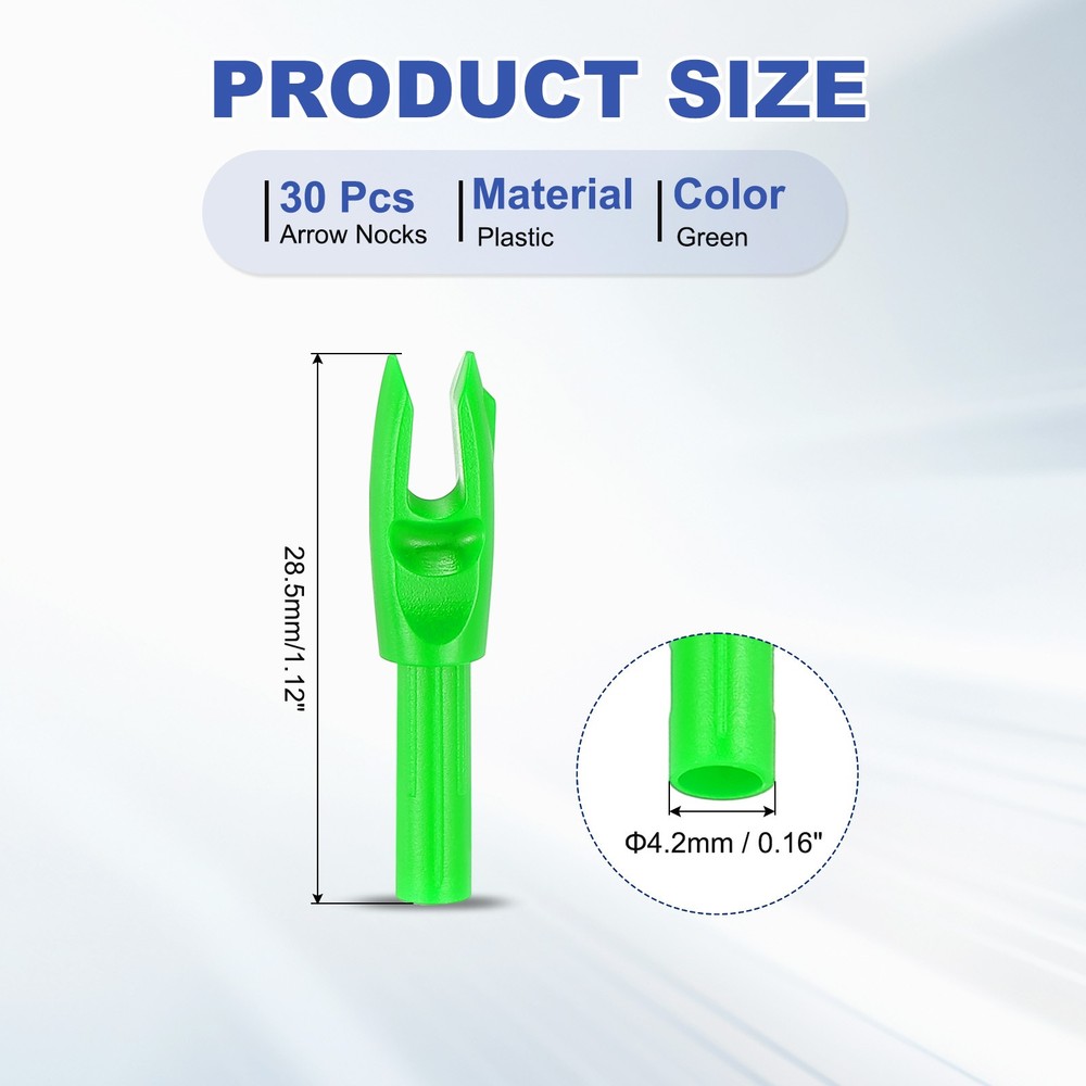 30 Pack Archery Arrows Nocks 4.2mm Plastic Insert Arrow Nock Green