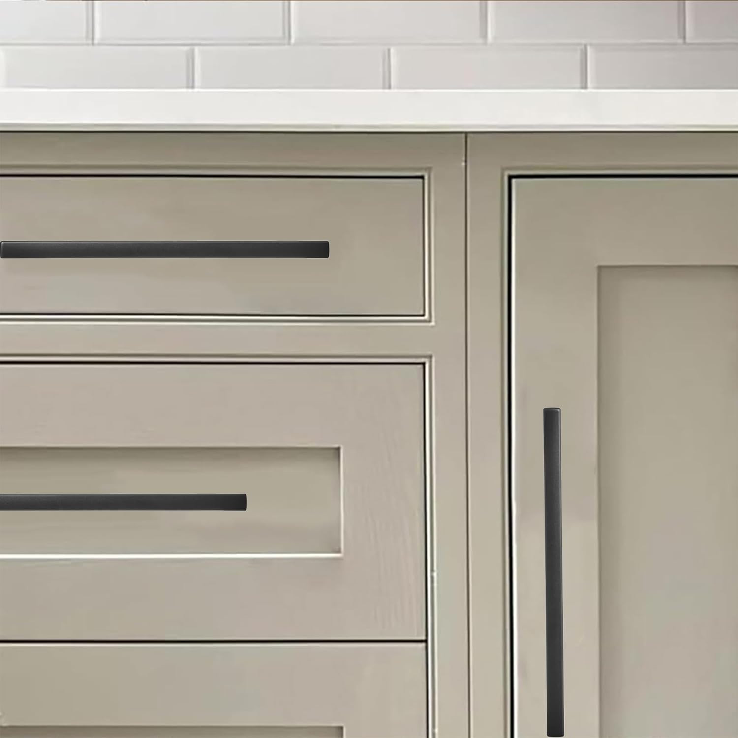 30 Pack 3 inch Center to Center Solid Matte Black Cabinet Pulls Slim Square Bar