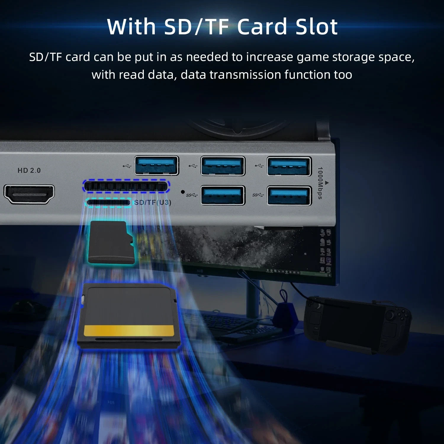 10 in 1 Docking Station with Dual Cooling Fan for Steam Deck-Gray