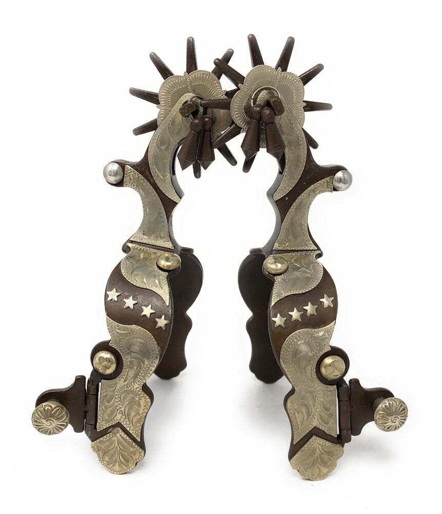 AJ Tack Antique Brown Stars Western Spurs - Mens