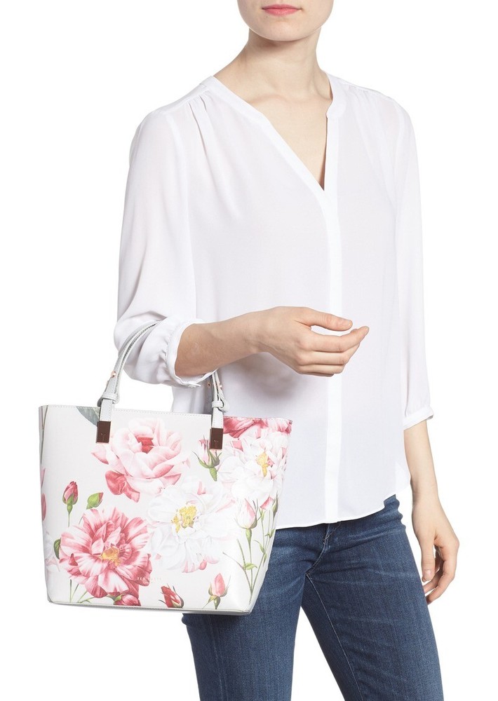 Ted Baker London Adjustable Handle Leather Tote - Grey