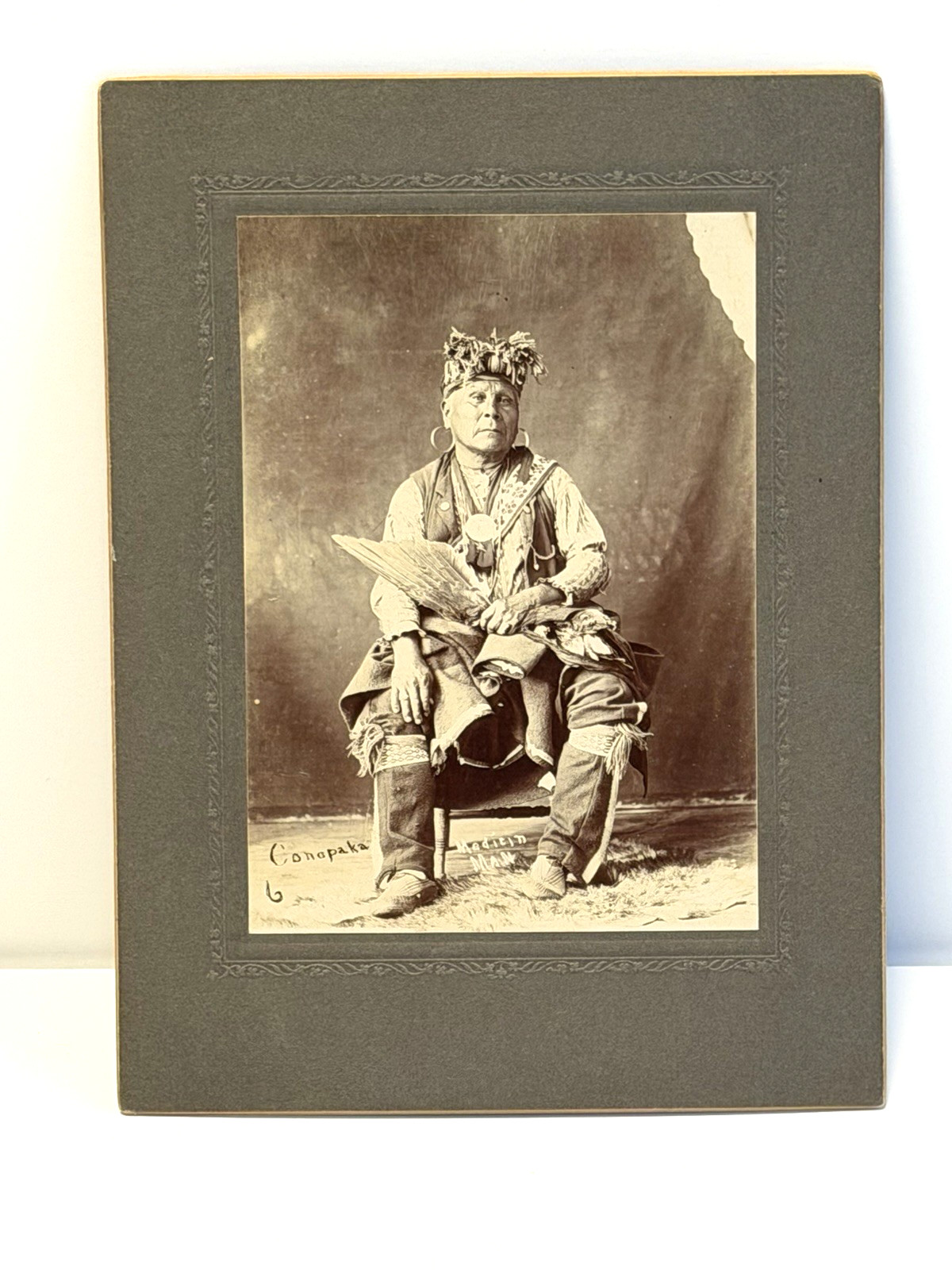 Vintage Native American Indian Portrait "Potawatomi Medicine Man Named Conapaka"