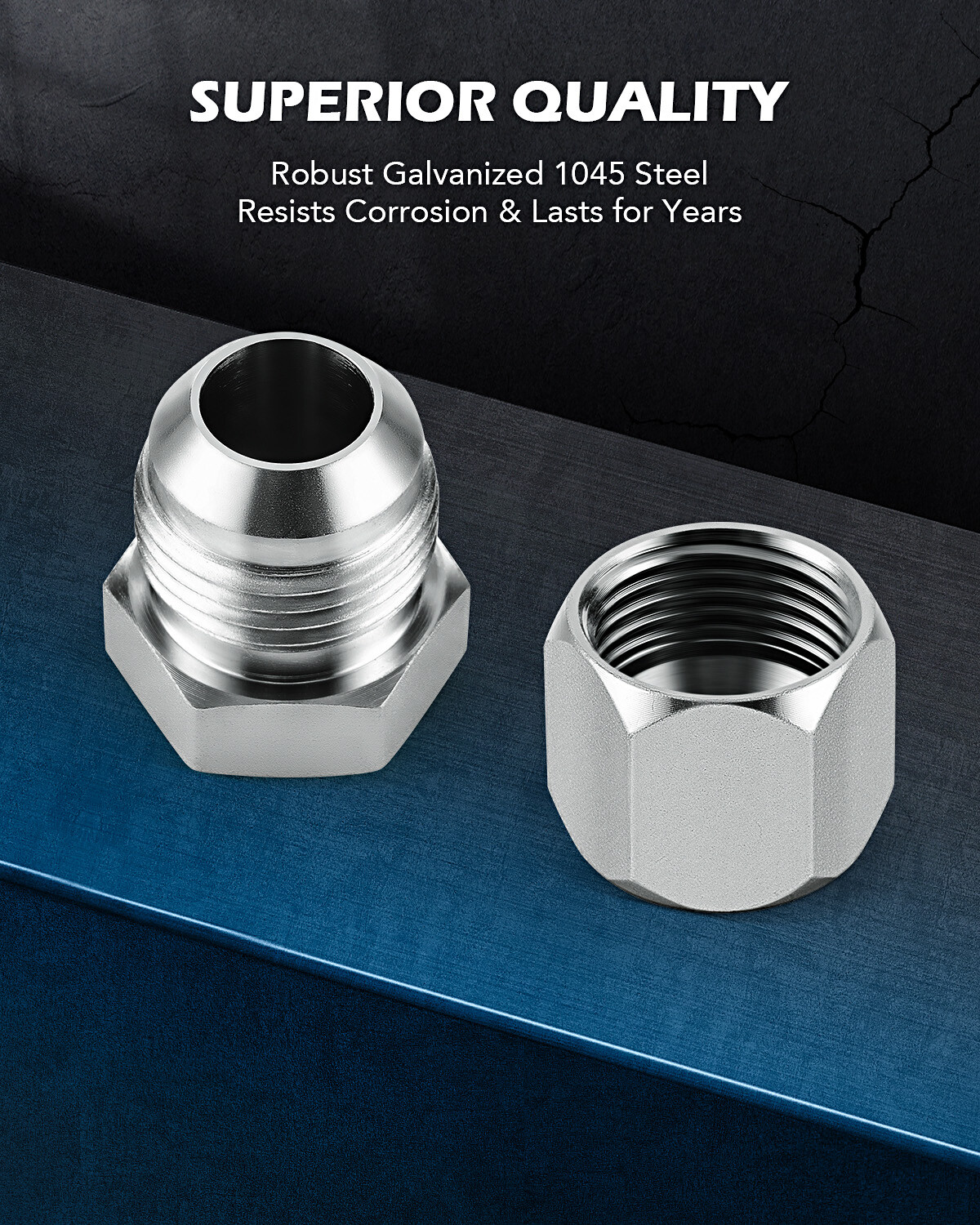 ZELCAN 64 pcs Hydraulic Hose Caps and Plugs 37° JIC Cap and Plug Kit with Case