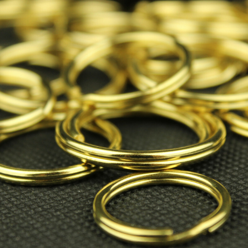 Solid Brass Key Ring Split Rings Round Wire Keyring 15mm - 35mm Double Loop
