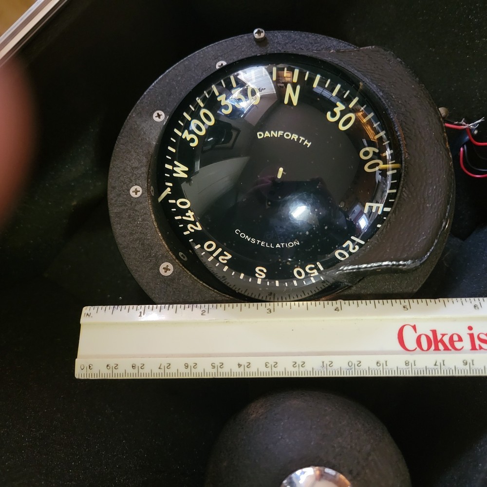 VINTAGE DANFORTH CONSTELATION COMPASS-BINNACLE WITH COMPENSATING BALLS AND CASE