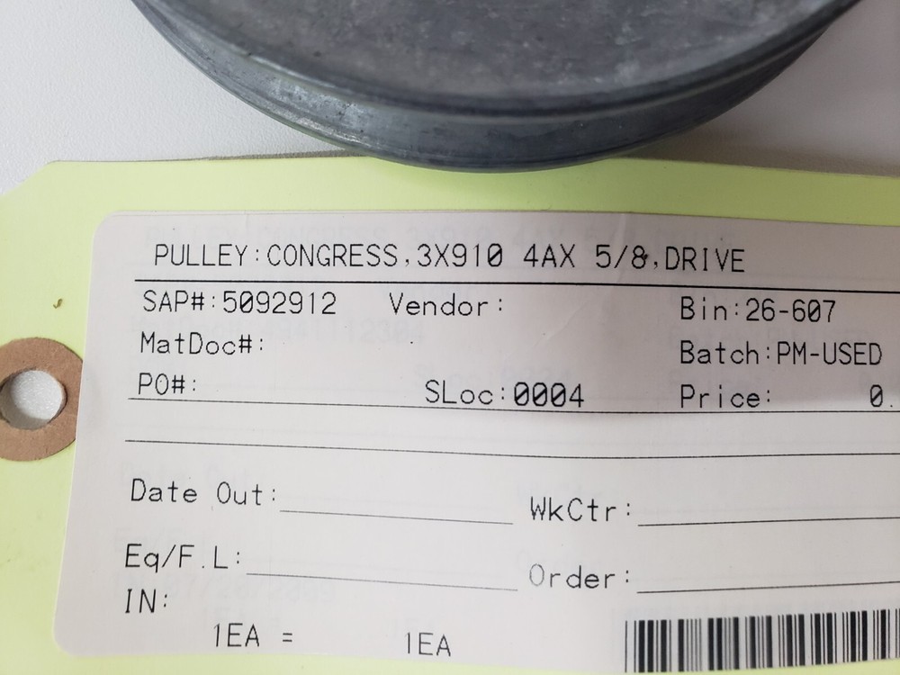 Congress 3X910 4AX 5/8" 4" Pulley