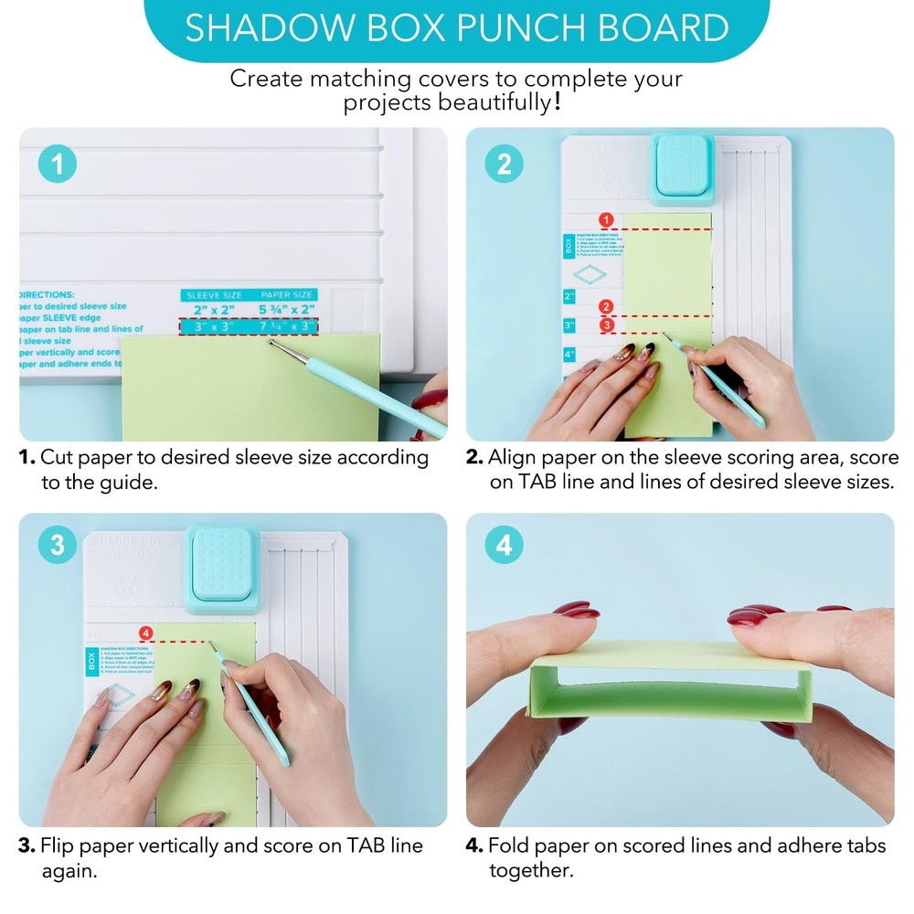 Shadow Box Punch Board for DIY Making 2"，3", 4", 5" Shadow Boxes and Slee