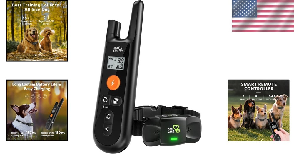Electronic Dog Training Collar with Remote - Long Range & Security Lock Features
