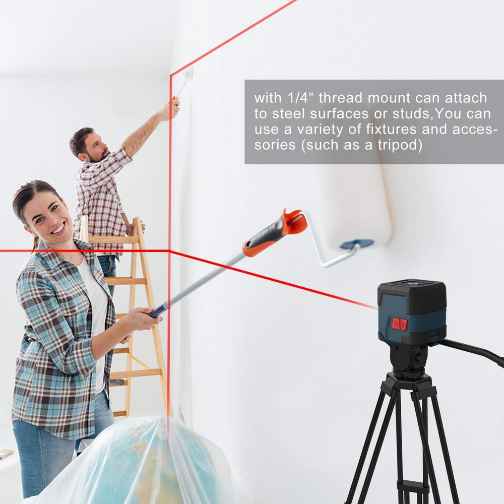 Cross Line Laser Level, Self-Leveling, 360° Rotatable, Vertical/Horizontal Lines